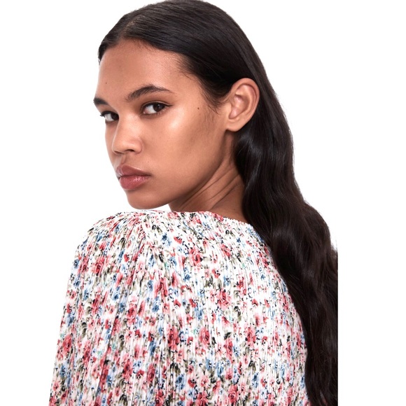 NWT Zara Blush Pink Floral Print Mini Dress - Picture 2 of 8